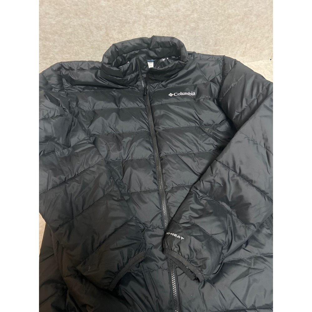 Columbia Mens Omni-Heat Interchange Puffer Jacket Black Quilted Thermal Large